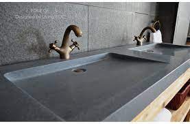 And the two included undermount sinks with a rectangular silhouette are made from ceramic. 63 Trough Sink Gray Granite Double Bathroom Sinks Stone Folege