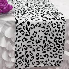 Snow Leopard Table Runner Black White In 2020 Printed Table Runner Animal Print Decor Table Runners