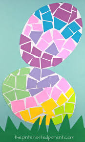 If you are looking for preschool math activities then you're in luck! Paper Mosaic Easter Eggs The Pinterested Parent Spring Crafts Preschool Easter Art Construction Paper Crafts