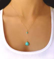 Long Turquoise Necklace For Women Gold Beaded Y Necklace Sterling Silver Dainty Pendant Turquoise Jewelry Gift For Mom Rose Gold Turquoise Pendant Necklace Turquoise Pendant Beaded Dangle Necklace