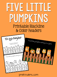 Finally, we have a coloring sheet with 5 little pumpkins sitting on a gate. Five Little Pumpkins Printable Books Prekinders