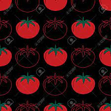 Red Hand Drawn Cherry Tomato Seamless Pattern On Black Background Seamless Patterns How To Draw Hands Black Backgrounds
