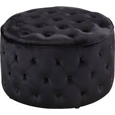 With its green or black and gold colors, soft velvet upholstery and traditional tufted finish, this is a beautiful ottoman that brings elegance and style to any home. Chic Iconic Fon9074 Dr Batya Round Ottoman In All Over Tufted Black Velvet