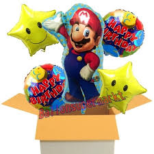 Using the dash button will make mario execute a melee attack with his hammer, having a range of about 1 block in front of him and 2 blocks high. Ballon Bouquet Aus 5 Folienballons Super Mario Happy Birthday Folienballons Mit Ballongas