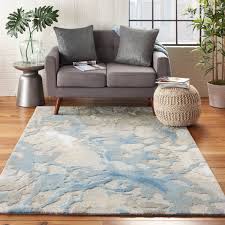 Shop Nourison Symmetry Light Blue Ivory Area Rug Overstock 26457425 7 9 X 9 9 Light Blue Ivory