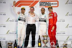 Valtteri Bottas Mercedes Amg F1 2nd Position Andy Cowell Managing Director Hpp Mercedes Amg Lewis Hamilt Mercedes Amg Valtteri Bottas Bahrain Grand Prix