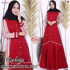 Informasi harga & pembelian wa: Rashiqa Dress Yanded Salur Hq Gamis Remaja Masa Kini Gamis Brokat Modern 2020