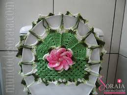 Execução do passo a passo: Parte Interna Da Tampa Do Vaso Sanitario Pap Jogo De Banheiro Mega Flor Crochet Rug Crochet Decoration Crochet Stitches Patterns