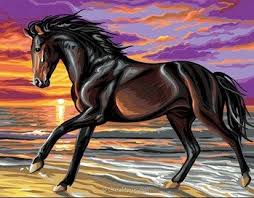 L Etalon Sauvage A La Mer Canevas De Rafael Angelot Painted Horses Peinture De Cheval Art A Theme Cheval