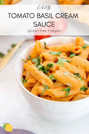 Vegan Tomato Basil Cream Sauce And Pasta Eat With Clarity Recipe Vegan Pasta Sauce Creamy Vegan Pasta Dairy Free Pasta Recipes