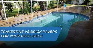Using pavers for your pool deck gives the area around the pool a completely different look than a traditional concrete deck. Travertine Vs Brick Pavers For Your Pool Deck Gps Pools