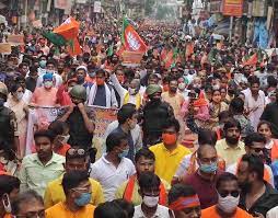 Workers take part in bjp's vijay sankalp bike rally in west bengal's murshidabad district. The Bjp Is Making Sure Its Bengal 2021 Campaign Is Controlled From Delhi
