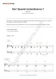 Dis quand reviendras tu en ginebra barbara subtitulada. Support De Cours Dis Quand Reviendras Tu Playpopsongs Partition Digitale