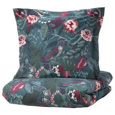 Ikea Filodendron Housse De Couette Et 2 Taies Bleu Fonce A Motif Floral Le Coton Pur Est Doux Et Agreable Pour En 2020 Housse De Couette Couette Taie D Oreiller