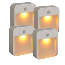 Mr Beams Indoor Outdoor Battery Powered Motion Activated Amber Sleep Friendly Led Stick Anywhere Light 4 Pack Mb720a Wht 04 The Home Depot