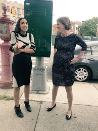 Alexandria Ocasio Cortez And Zephyr Teachout At A Campaign Stop In Nyc Dresses With Sleeves Fashion Long Sleeve Dress