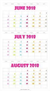 June July August 2018 Calendar With Color August Calendar Calendar Printables July Calendar