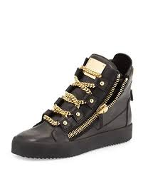Black And Gold High Tops N2s13 Giuseppe Zanotti Men S Chain Strap High Top Sneaker Black Gold High Top Sneakers Sneakers Men Sneakers