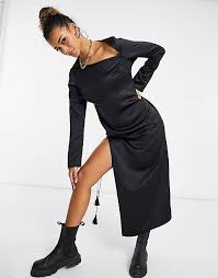 Freshen up your spring wardrobe. Asyou Cut Out Lace Up Side Slit Maxi Dress In Black Asos