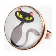 Getcho El Isi Bronz Sivama Sedef Uzeri Kara Kedi Yuzuk Fiyati