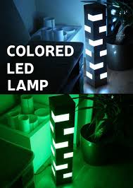 Colored Led Lamp From Pallet Wood Blocks Houten Lamp Lampen En Led Lamp