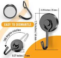 Amazon.com: Junarter 6 Pack Black Magnetic Hooks Heavy Duty ...