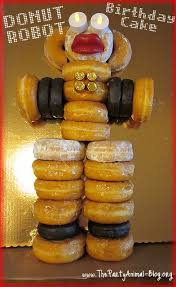 How To Make A Donut Robot Birthday Cake Donut Birthday Cake Robot Cake Cake Donuts