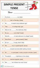 ∴ when a verb ends on 'y' so we remove 'y' and add 'ies' after the verb. Simple Present Tense Formula Exercises Worksheet Examplanning