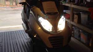 Updated headlights to the blue tint dual beam h4's from maksor in the netherlands. Piaggio Mp3 Latest Modifications Youtube