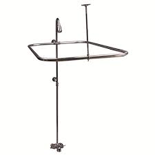Soothing sea green hex mosaic tile flooring which also extends to the glass enclosed shower area mimics a coastal style bathroom. Clawfoot Tub Shower Faucet Rectangular Combo Set Qualiy Chome Plated Brass Buy Online In Andorra At Andorra Desertcart Com Productid 21963815