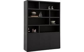 buffetkast barcelona 3 deuren 8 open vakken zwart eiken 158 x 212 x 45 cm stijlvol landelijk buffetkast interieur woonkamer interieur