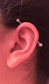 Industrial Piercing Right Ear 2 06 18 Yeya Mine Ear Piercings Piercing Industrial Piercing