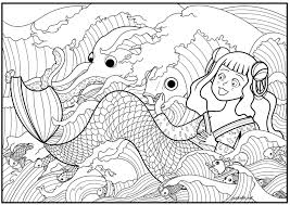 Coloring pages with numbers number 5 coloring page awesome amrex u. Mermaid In Waves Mermaids Adult Coloring Pages