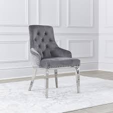 Grey velvet dining chairs with gold legs modern dining chair with diamond stitch. Grey Knocker Back Dining Chair With Chrome Legs Niches