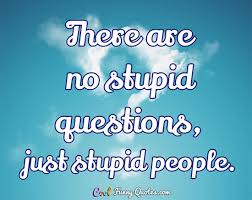 Against stupidity the very gods themselves contend in vain. There Are No Stupid Questions Just Stupid People