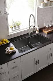 Elkay Quartz Classic 33 X 20 1 2 X 9 1 2 Offset 60 40 Double Bowl Undermount Sink With Aqua Divide Black Composite Kitchen Sinks Kitchen Design Kitchen Remodel