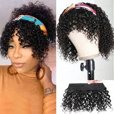 Hairstyles with bangs can give you a refreshed and trend look in 2021. Unice Headband Wigs With Bangs Short Jerry Curly Wig Wrap Wigs For Black Women Unice Com
