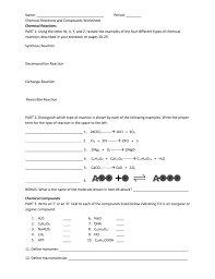 Ever clean your kitchen with something other than water? Chemical Reactions Worksheet