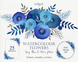 Try to search more transparent images related to blue flower png |. Watercolor Navy Blue Flowers Clipart Floral Wreaths Corners Etsy Clip Art Floral Wreath Watercolor Navy Blue Flowers