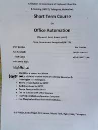 Office automation refers to the varied computer machinery and software used to digitally create, collect, store, manipulate, and relay office information needed for accomplishing basic tasks. Has Centre Of Computer Education Coaching Masab Tank Computer Training Institutes In Hyderabad Justdial