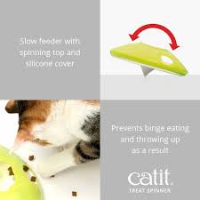The bowlmates slow feeder insert helps chow time last a little longer by acting as a speed bump as your hungry pup gobbles up their meal. Catit Play Treat Spinner Catit