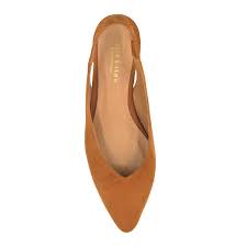 Semelle de marche en caoutchouc thermoplastique (tpr). Ballerines Slingback En Cuir Caprin Daim Camel Jules Jenn