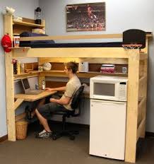 Typical Dorm Room Bed Dresser And Desk Diy Loft Bed College Loft Beds Loft Bed Plans
