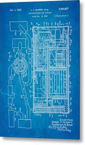 A swamp cooler, which pulls the warm air from your room and runs it through the cool water it has in its tank.that's how it manages to decrease the overall heat in the room. Numero Car Air Conditioning Patent Art 1942 Blueprint Metal Print By Ian Monk