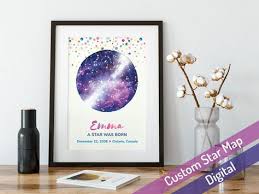 Birthday Gift Digital Personalized Star Map Download Custom