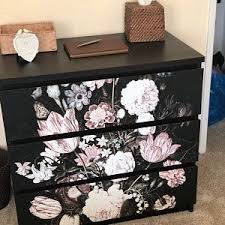 Decals For Malm Dresser Ikea Dutch Dark Vintage Floral Etsy In 2020 Malm Dresser Malm Ikea Malm