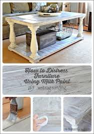 How To Distress Wood Furniture With Milk Paint And Wet Rag Sanding Distressed Wood Furniture Distressed Furniture Furniture Diy