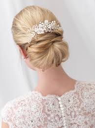 Down wedding hairstyles with flowers. Floral Bridal Hair Comb Flower Side Comb Pearl Hair Comb Etsy