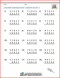 Addition and subtraction printable practice sheets, interactive quiz, math worksheet generator for class 3 kids. 5 Digit Subtraction Worksheets