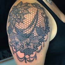 Wonderful flower lace shoulder tattoo design. Vintage Lace Lace Shoulder Tattoo Novocom Top